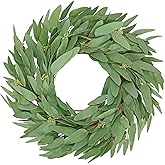 Briful 20'' Artificial Seeded Eucalyptus Wreath for Front Door Outdoor Faux Greenery Wreath Spring Summer Wreaths for Home Room Wall Mantel Rustic Decoration