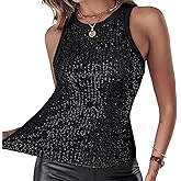 Novaorily Women Casual Sleeveless Sequin Sparkle Tank Tops Sexy Fashion O Neck Glitter Camisole Vest