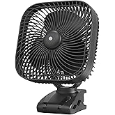 SLENPET 20000mAh Rechargeable Portable Clip-on Fan – Battery Operated, Last 78 Hrs, 4 Speeds with Light & Hook, 8 Inch Personal for Camping, Outdoor, Golf Cart, Stroller & Desk Use