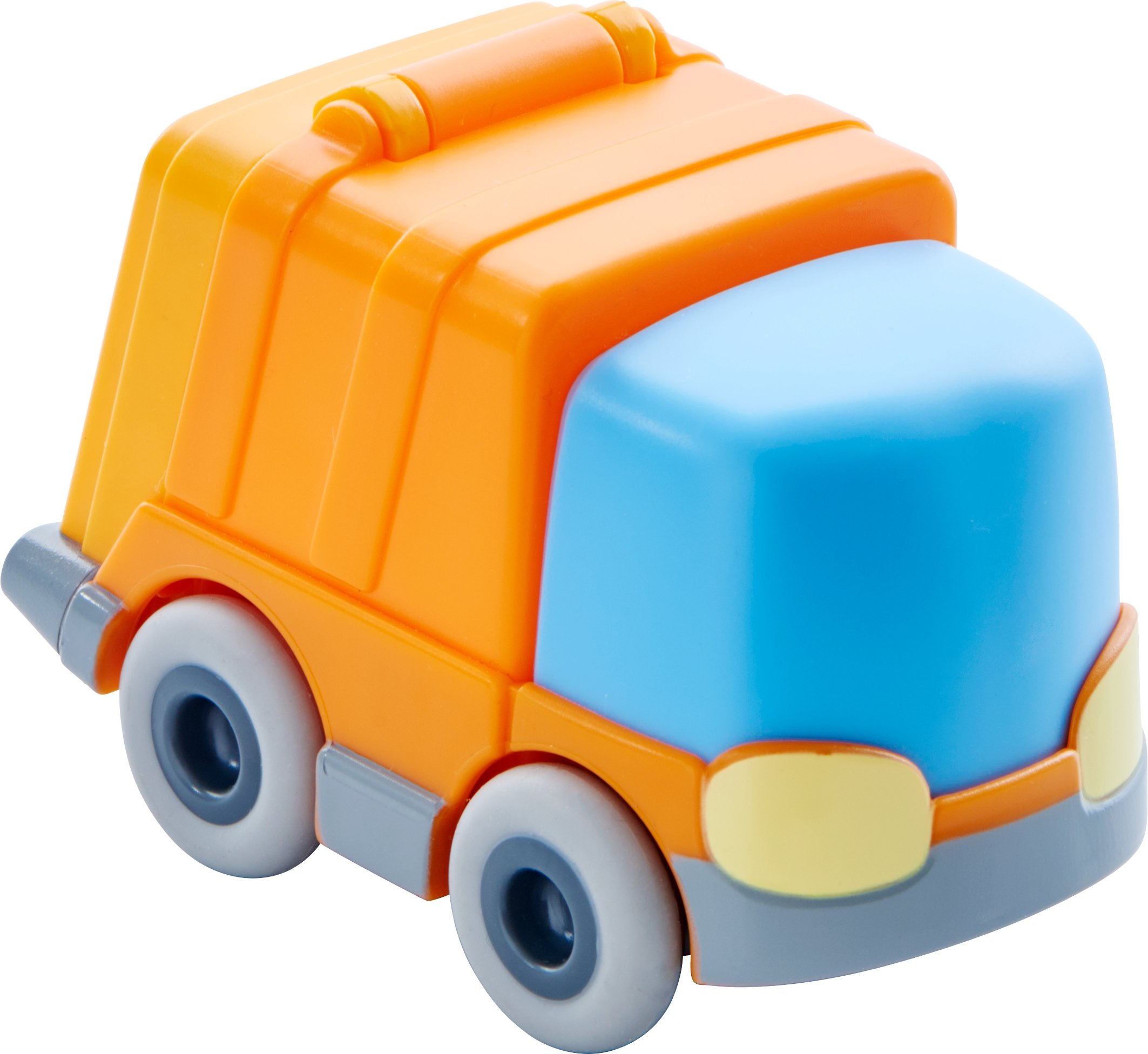 HABA Kullerbu Garbage Truck | Durable Push Vehicle for Toddlers with Easy-Grip Design and Magnetic Trailer Connection | Fun Early Learning Toy for Preschool Play, Motor Skill Development and Activitie