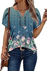 KISSMODA Women's Tunic Tops Casual V Neck Short