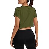 Bestisun Short Sleeve Workout Crop Tops Cropped Athletic Gym Yoga T-Shirt for Women
