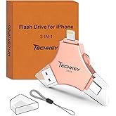 USB 3.0 Flash Drive for iPhone 256GB: MFi Certified 3in1 External Memory Photo Keeper Storage Stick for Picture/Video/Data Saver/Backup High Speed Thumb/Jump/Hard Drive for iPad/Android/PC -Rose Gold