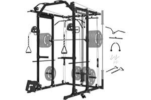 ER KANG Power Cage, PC06 1500LBS Power Rack with Cable Crossover System, Multi-Function Workout Cage, Squat Rack Home Gym(Black Power Cage Only)