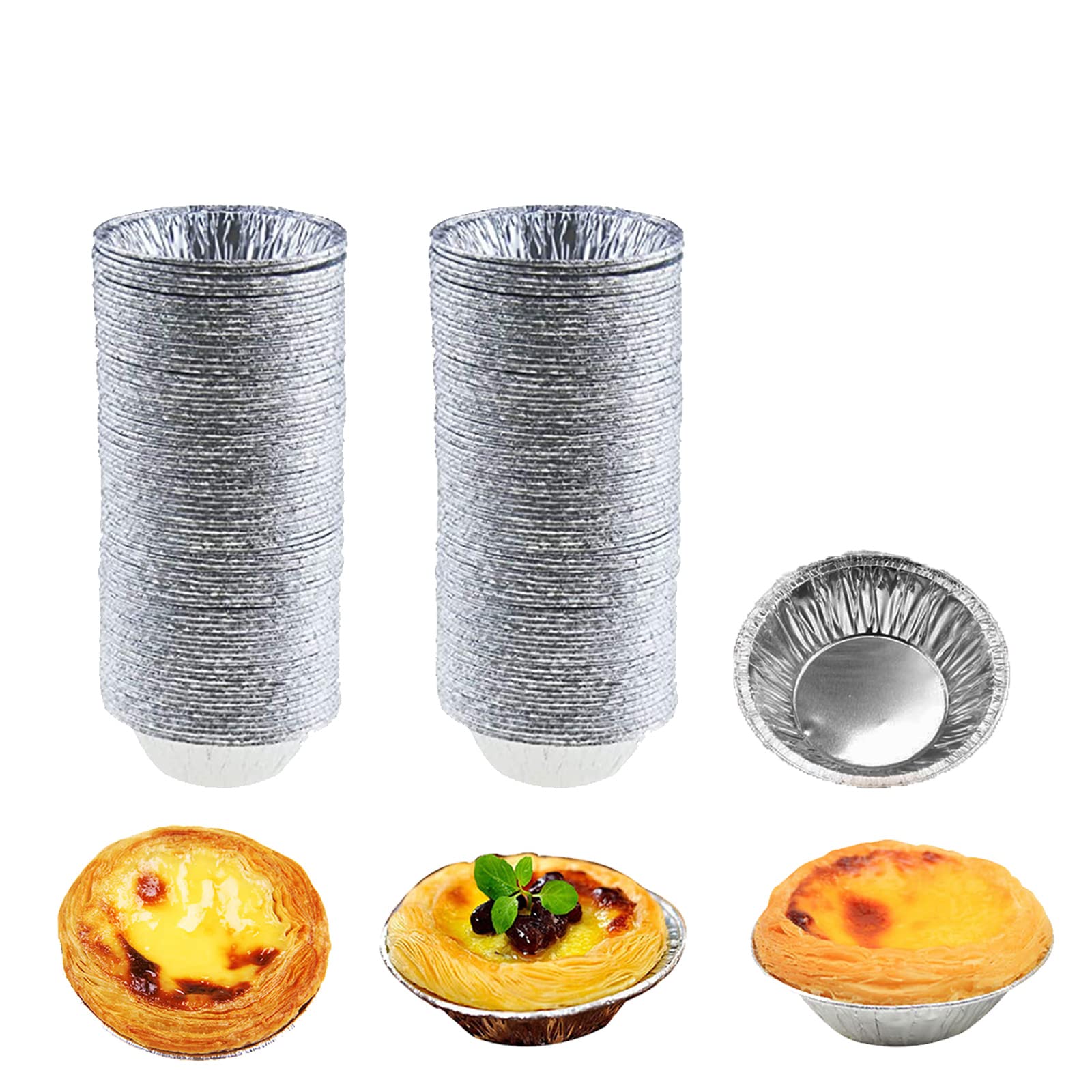 Photo 1 of HLCM 100 Pcs Aluminum Foil Mini Pans, Great for Baking Tarts, Quiche, Pudding, etc.
