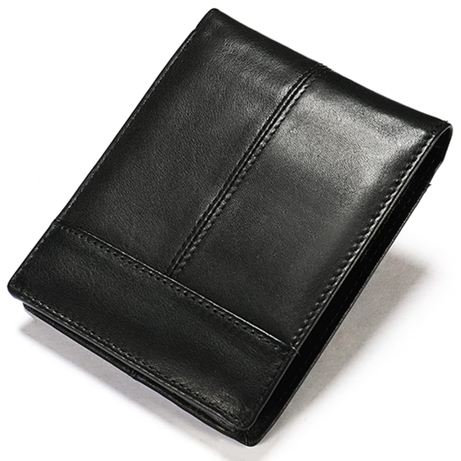 Mens Wallet RFID Genuine Leather Bifold Wallets, ID Window 16 Cards Holders,JOTONOXEN Wallet (Black), M