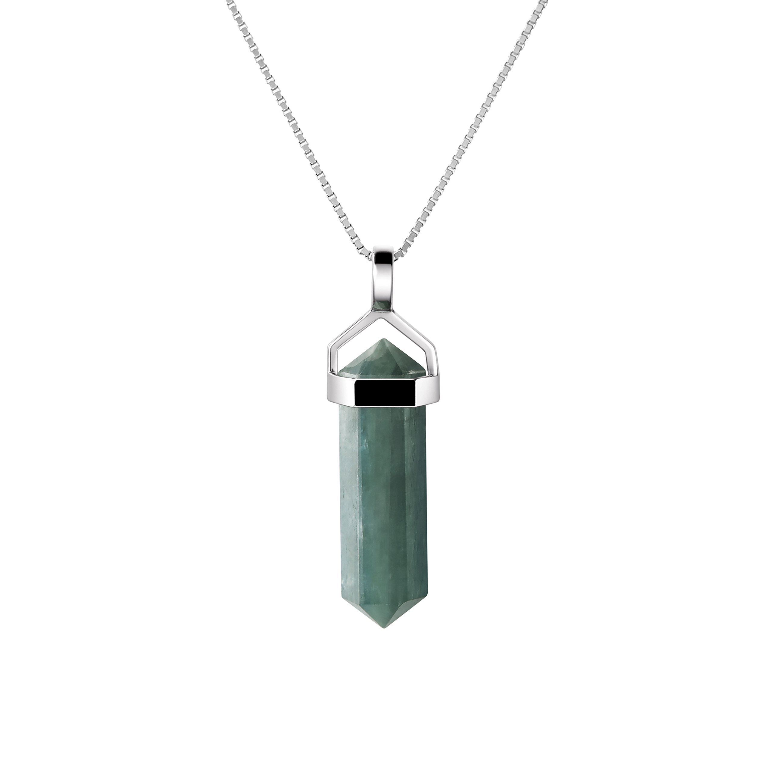 Franki Baker Sterling Silver Kyanite Gemstone Double Point Pendant Necklace. Length: 55cms