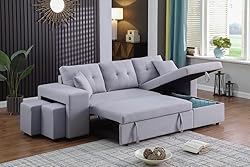 TUTB 93'' L-Shape Convertible Sleeper Sectional