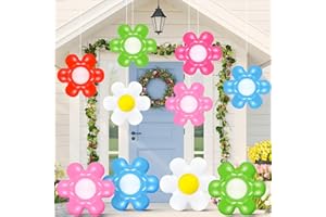 Chitidr 18 Pcs Spring Daisy Flower Inflatable Balls Blow up Daisy Flower Inflatable Decoration Colorful Spring Inflatable Hanging Ornament Flower Shape PVC Yard Decors for Indoor Outdoor(Classic)
