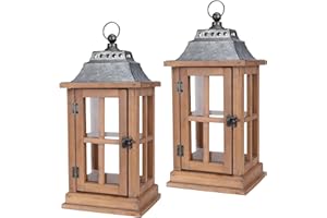 Bdor Lantern Decorative (Set of 2) - 15in IP65 Waterproof Vintage Style Candle Lantern, Decorative Lanterns for Home Decor, Indoor Outdoor, Front Porch, Garden, Farmhouse Weddings Style (No Candles)
