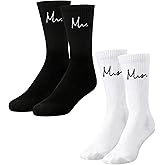 GroomBrideGifts Couple Socks Set for Mr & Mrs, Engagement Gifts for Bride and Groom, Hubby and Wifey Wedding Gift Crew Socks