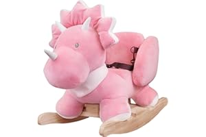 Nattou Rocking Horse Animal for Children10-36 Months, 25 x 13 x 18 in (Tina The Triceratops)