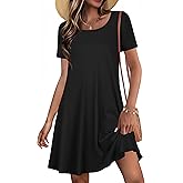 JOLIGAL Summer Dresses for Women Casual Short Sleeve Sundress Scoop Neck Beach T Shirt Dress with Pockets