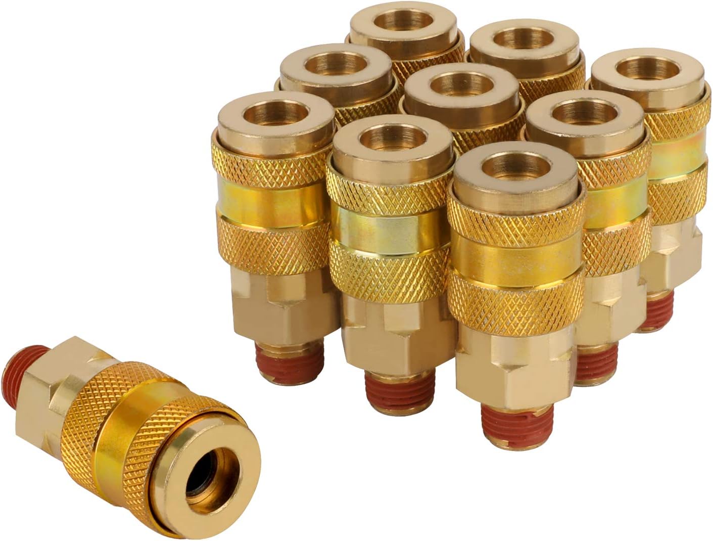 WYNNsky Air Compressor Accessories Fittings, Universal Type Air Coupler with 1/4'' NPT Male Threads, 10 Pieces Air Tools Fittings - - 