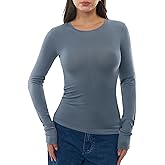 C202 Women's Merino Wool Blend Shirts Long Sleeve Tops Crew Neck Fitted Basic Tee Cozy Embrace Collection