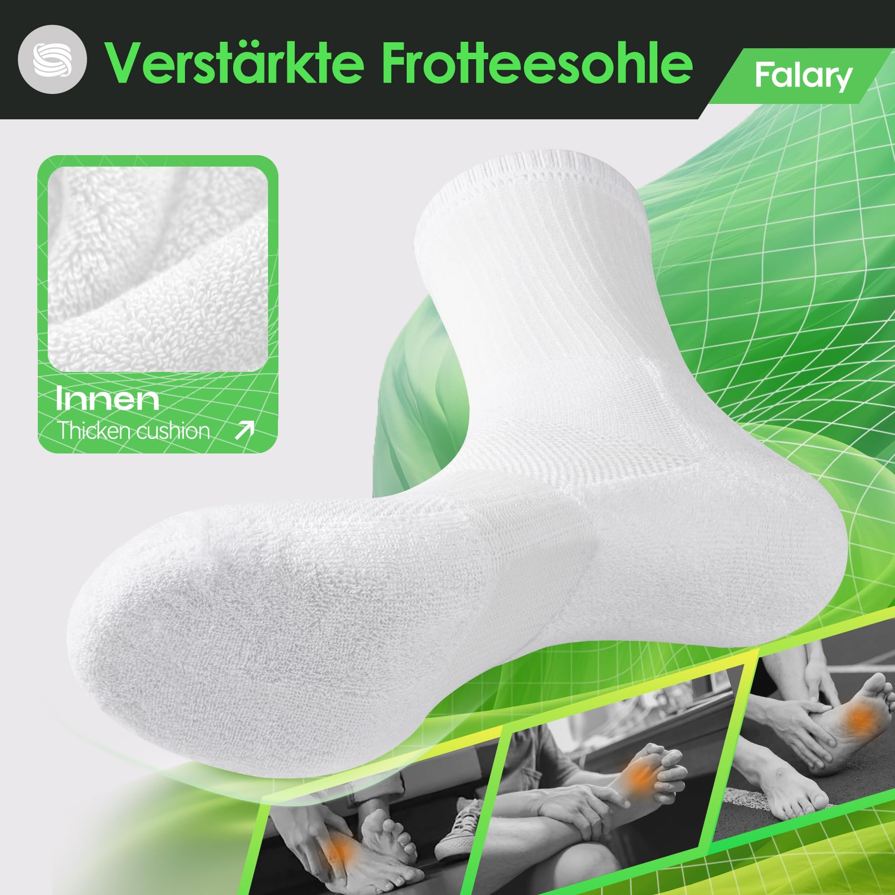 FALARY Tennissocken Socken Herren 39-42 Sportsocken,Damen Laufsocken Wandersocken Atmungsaktive Baumwollesocken Weiß 3 Paar 4