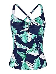 Hilor Women's Tankini Tops Shirred Tummy Control