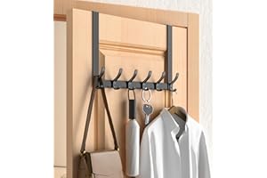 CHAUNCEY HOME Over The Door Hooks Hanger, No Assembly Required, 11 Inches Extended Arms for Easy Access by Women, Bathroom Accessories and Towel Rack Organization, Bedroom Coat Robe, 1 Pack, Black