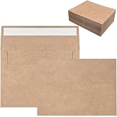 100 Pack 5x7 Envelopes for Invitations, Brown Kraft Envelope, Self Seal A7 Envelopes for 5x7 Cards and Photos, Card Envelope 