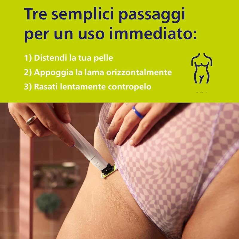OneBlade Intimate, cura intima, rifinitura e rasatura con protezione extra della pelle, Rasatura precisa e confortevole - senza radere completamente a zero, modello QP1924/28 — foto 4 di 7