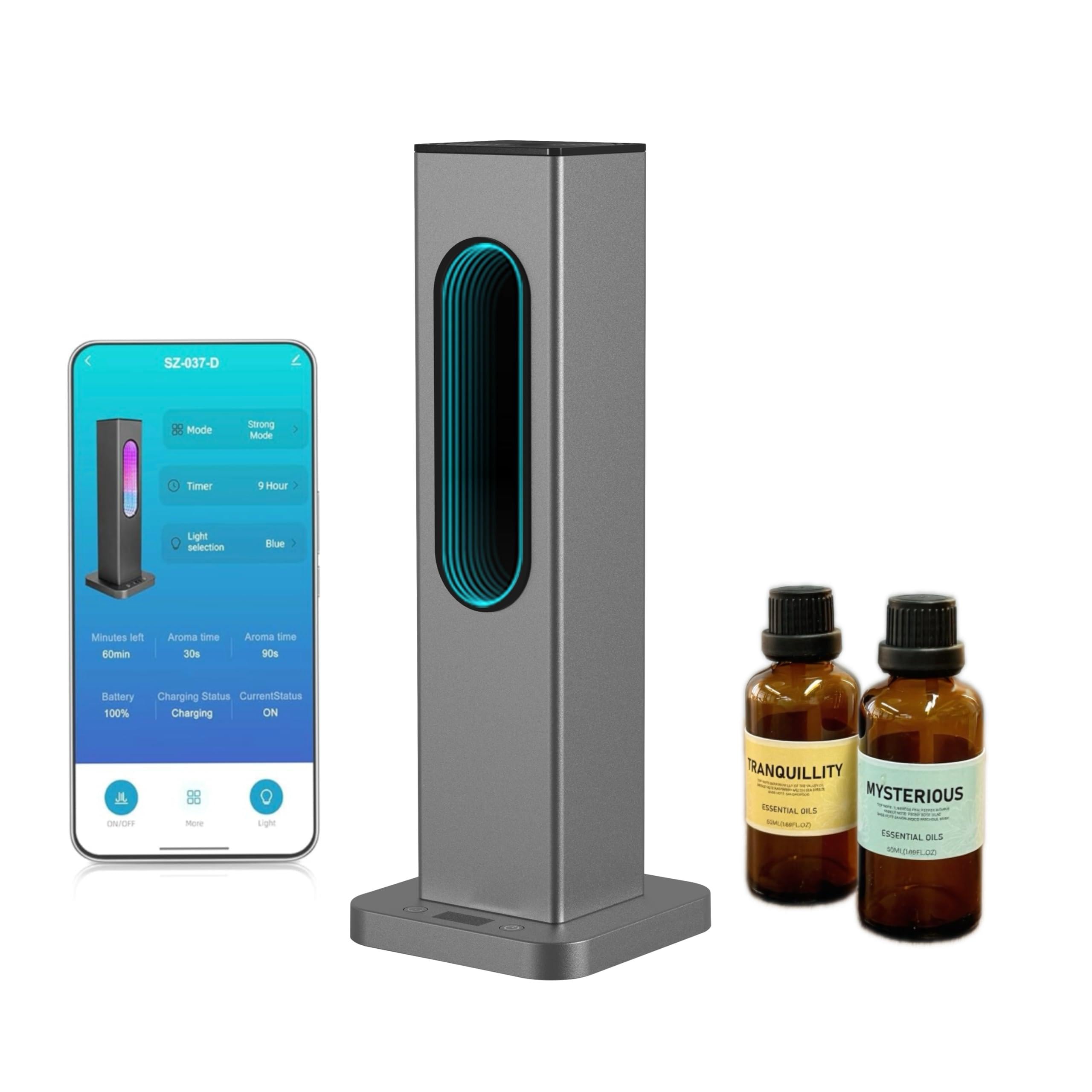 Photo 1 of Waterless Scent Diffuser with APP WiFi Control, Portable Rechargeable Wireless Essential Oil Diffuser, Aroma Coverage 2152 Sq.Ft,2 * 50ML Hotel Collection Oils,Colorful Light for Home Largeroom