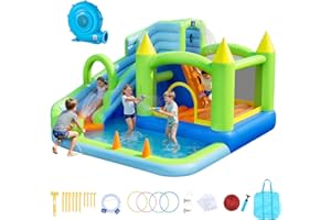 VEVOR Inflatable Bounce House, 11.3 x 12.3 x 7.0 ft Inflatable Bounce House Water Slide, Bouncer Castle with Castle Bounces, 