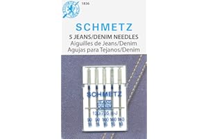 SCHMETZ Jean & Denim Sewing Machine Needles - Precision Needles for Heavy Fabric, Assorted Sizes, 5-Needle Cards, Pack of 1
