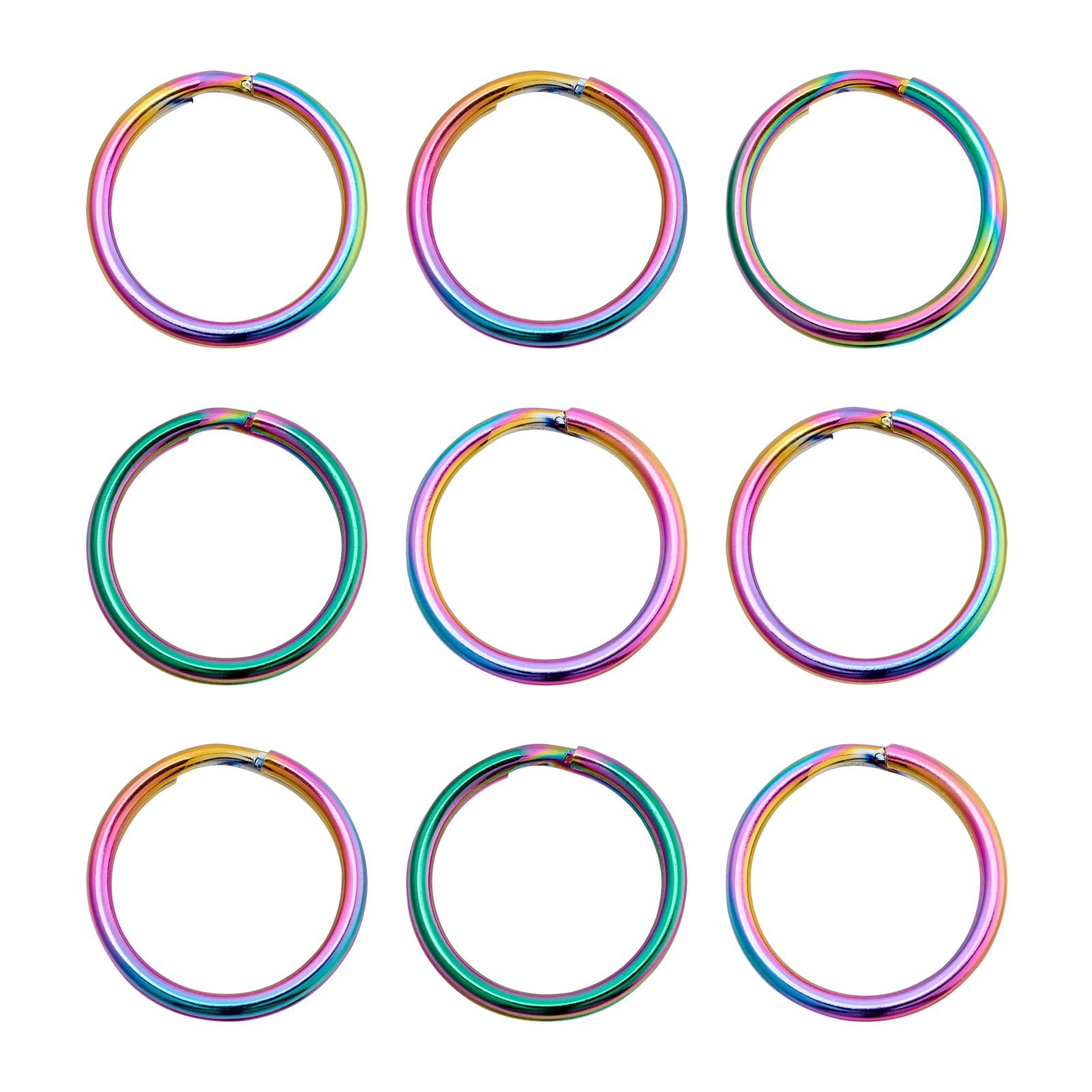 Bestewelry 10Pcs Stainless Steel Round Split Key Rings 20mm Rainbow Color O Ring Clips Keychain Clasp Connector Rings for Car Home Keys Arts & Crafts