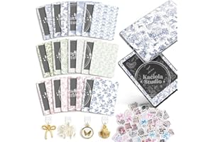 KACIOLA STUDIO 12PCS French Floral Skin for E-Reader, and 4PCS Type C Charms for E-Reader with Scrapbook Stickers, 6.9"x4.8" 