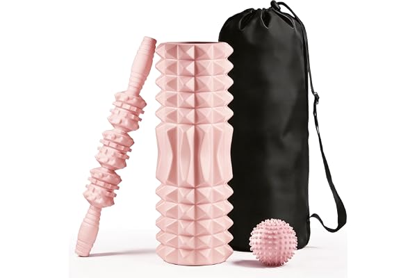 Foam Roller 4in1 Set OUPLIFY - Back Roller Foam For Back Pain, Muscle Roller Stick, Storage Bag, Spiky Massage Roller for Dee