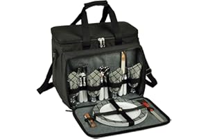 Picnic at Ascot Original Insulated Picnic Cooler with Service for 4 -Designed & Assembled in The USA