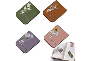 4PCS Personalized Bookmarks for Women, Leather Magnetic Bookmarks Set with Four Seasons Floral Designs - Cute Reading Gifts f