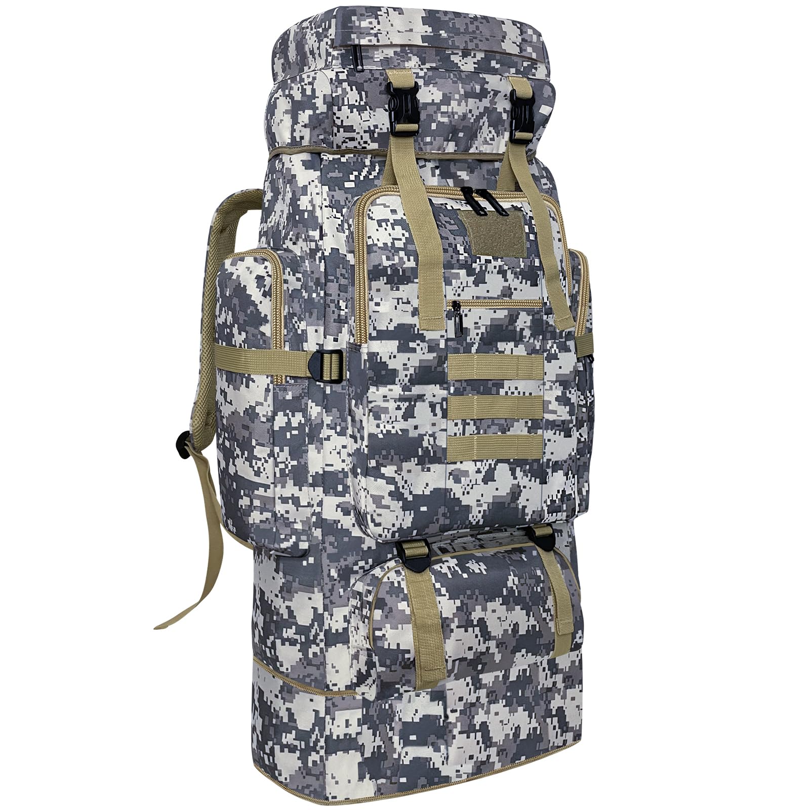 Ogetok 100L Hiking Backpack Camping Rucksack, 100 liters Large Capacity Outdoor Knapsack Travel Climbing Mountaineering Carry On Backpack Bag, Trekking Backpacking for Men Women, City Camo