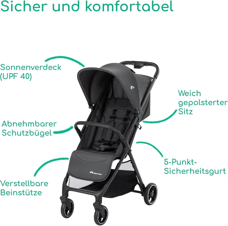 Azur, Kinderwagen Buggy, 0–3 Jahre (15 kg), Mineral Graphite