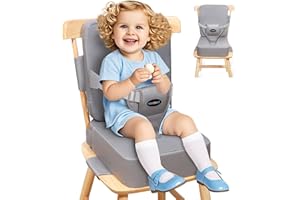 YONTINY Toddler Booster Seat for Kitchen Chair Dining Table with Backrest & Adjustable Straps – Lightweight, Easy-Clean, PU P