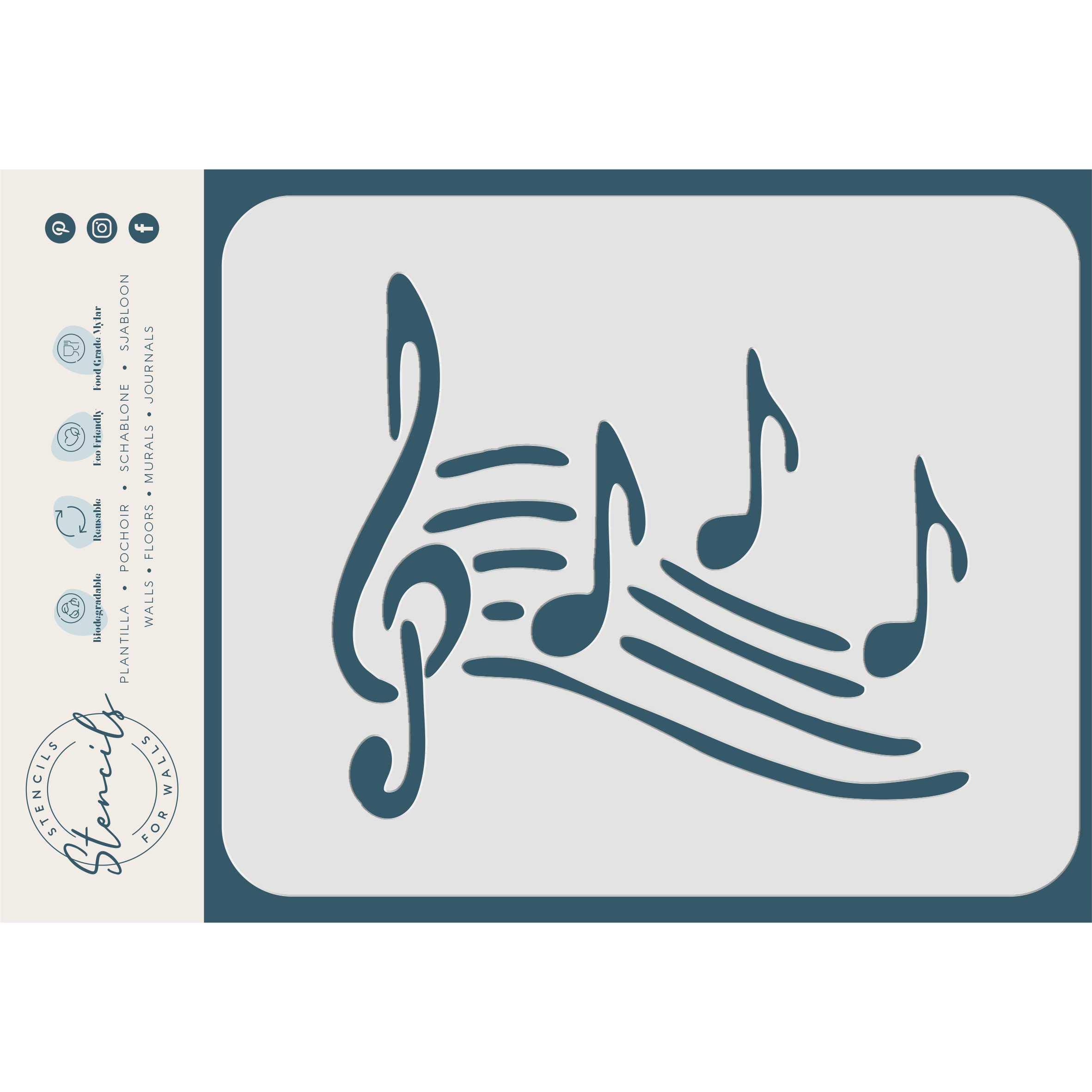 Music Notes Stencil, 7.5 x 7.5.5 cm (S) - Musical Notes Treble Clef Stencils for Painting Template
