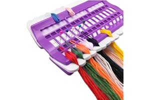Fbshicung 30 Positions Floss Organizer Embroidery Shelf Thread Organizers for Cross Embroidery Thread Holder with 4Pcs Replaceable Paper Card Needle Holder (Purple)