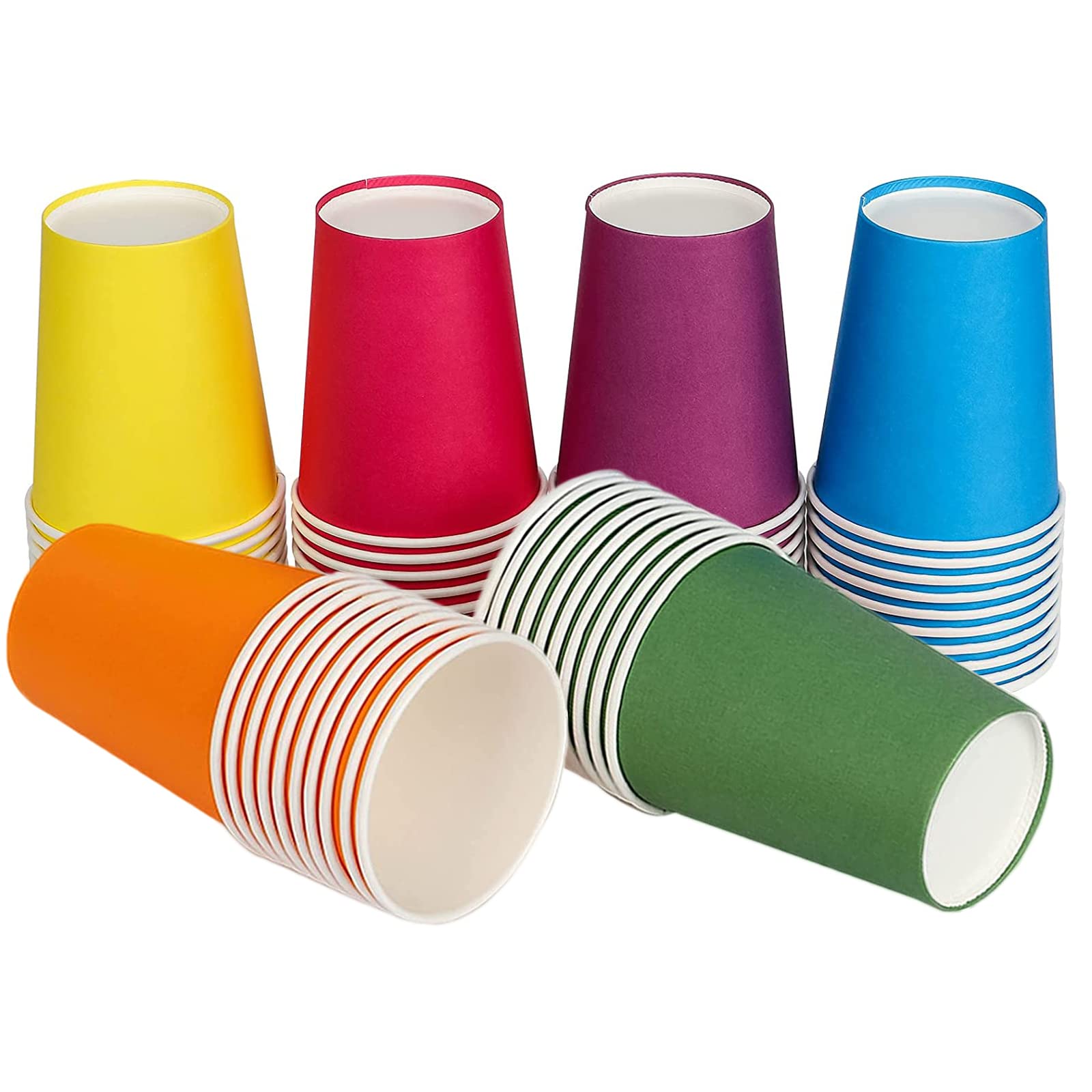 CYH 60 Pcs Disposable Paper Cups Party Cups, 9 Ounce Multicolor Drinking Cups Biodegradable and Compostable for Party DIY Holiday Wedding Birthday