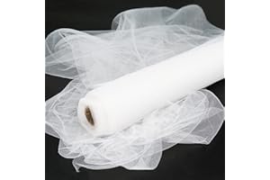 ABLEME DECO White Tulle Fabric Rolls, 54 Inch by 10 Yards (30 ft) Tulle Ribbon for Wedding Party Decoration Sheer Fabric Spool Bolt, Ceiling Decor, Tutu Skirt, Christmas Gift Wrapping, Soft & Drape (White)