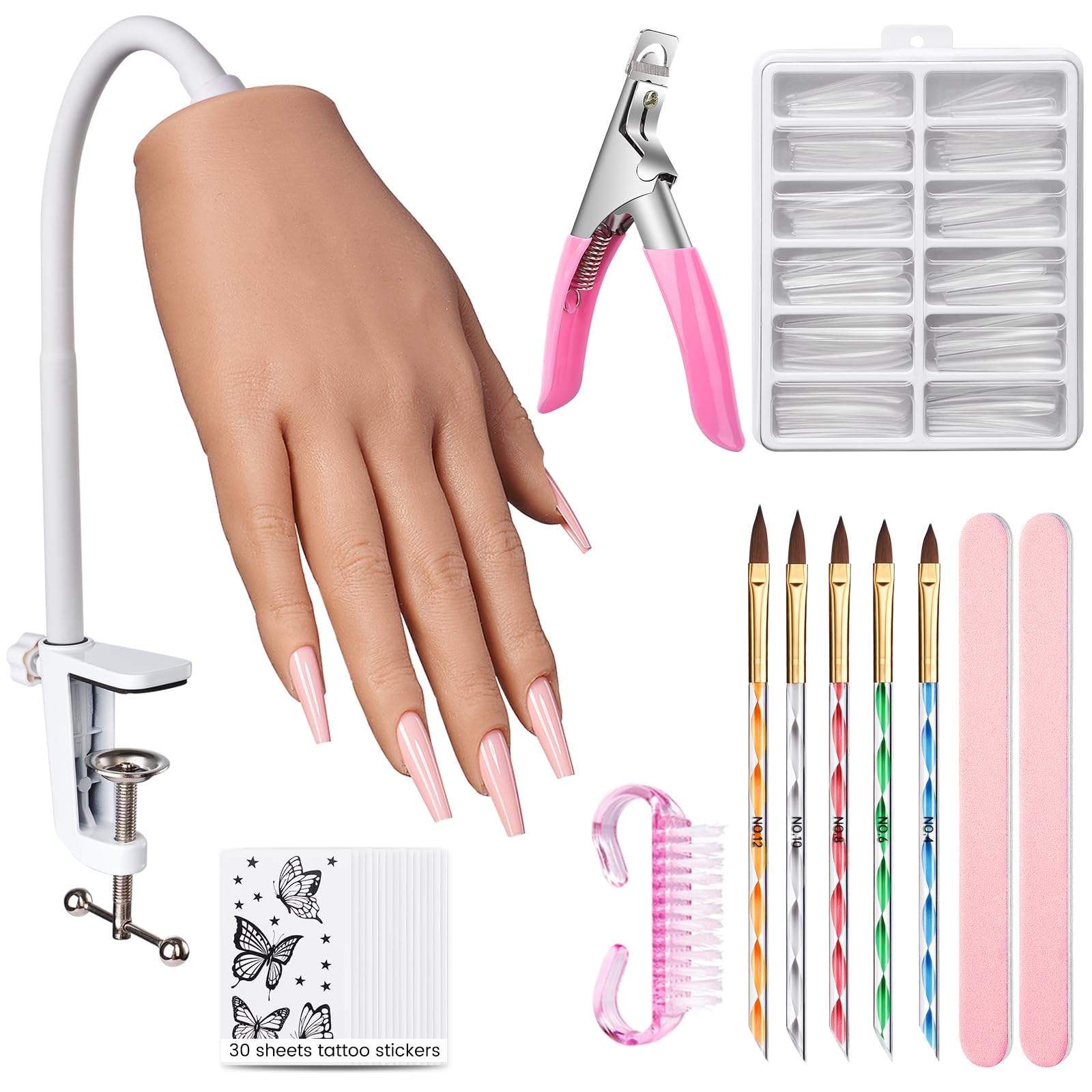 Photo 1 of **MISSING PARTS**Practice Hand for Acrylic Nails: Realistic Silicone Nail Hand Practice with Tattoo Stickers - Flexible Fake Hand Mannequin Nail Hand Kit for Beginners