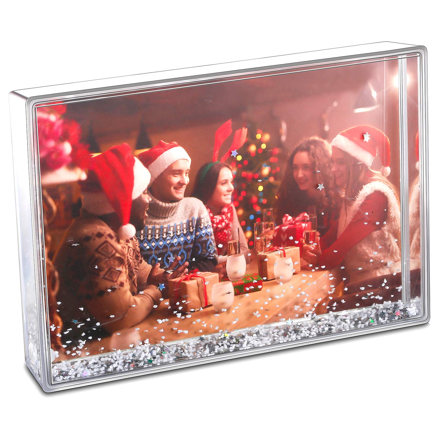 4x6 Acrylic Picture Frames for Christmas Gifts Glitter Photo Frames with Frameless Best Friend Picture Frames Family Picture Frame with Self Standing