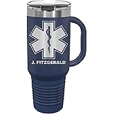 Personalized EMT, Medic, EMS, First Responder 40 oz. Tall Mug, EMT Eraduation Gift - Laser Engraved 40 oz. Polar Camel Suregrip Stainless Steel Tall Mug, 12 Colors (Navy)