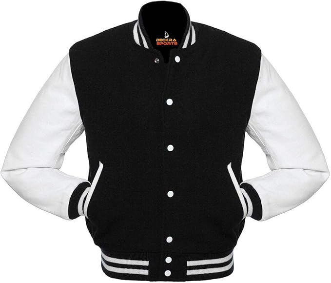 Deckra Boys Varsity Jacket Leather Arms Wool Polyester