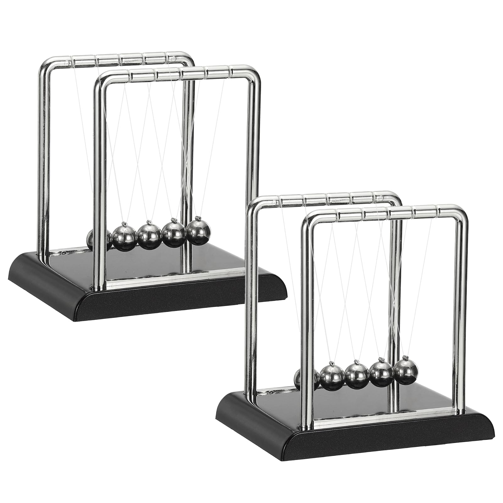 PATIKIL 2 Pack Newtons Cradle, Newton's Cradle Pendulum 5 Balance Balls Desk Toys Gravity Ball Cool Funny for Physics Toys Adults Science Men Office Desk Decor Home Gift, Black, M — image 1
