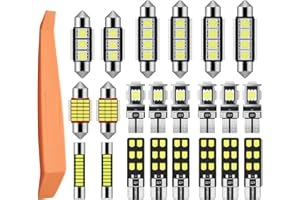 Justech 22 PCS Can-bus Error Free LED SMD Bulbs Kit Set Spare Parts for Car Interior Dome Map Door Courtesy License Plate Lights Festoon C5W T10 168 194 2825 Xenon-White