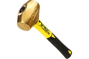 ABC HAMMERS Brass Drilling Hammer - 4 lb. Non-Sparking Hammer with 8" Fiberglass Handle & Double Faced Head - ABC4BFS