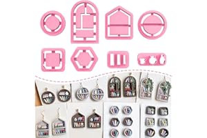 Keoker Back to School Clay Cutters, Polymer Clay Earrings Cutters for Jewelry Making, Bookshelf Polymer Clay Cutters, Teacher Clay Cutters for Earrings, 8 Shapes Clay Earring Cutters