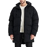 Rejork Men's Long Winter Coat Hooded Warm Quilted Jacket Water-resistant Cold Weather Parka