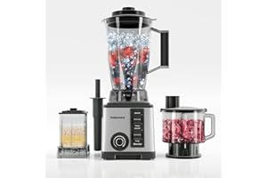Holumany Professional Blender for Kitchen, 1200W Countertop Blender for Smoothies/Shakes/Ice Crush, Blender and Food Processor Combo with 100oz Pitcher, 3-Cup Vegetable Chopper and Grinding Cup