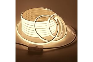 Samsion 16.4FT COB LED Strip Lights 3000K Warm White Led Rope Lights Outdoor Waterproof with Switch Plug In 288Leds/M High Density AC110V-120V LED Tape Lights for Bedroom Backyards Holiday Decorations